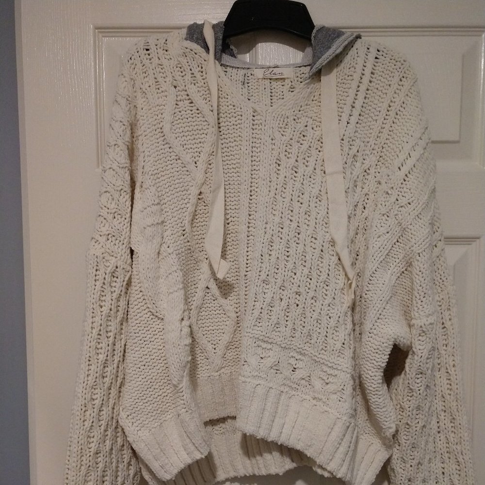 Elan hooded chenille pullover size M